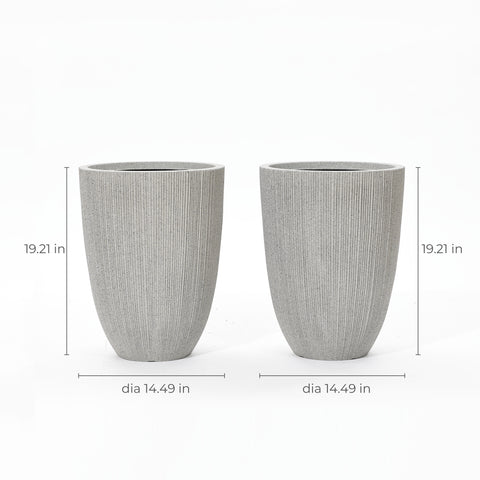 Ibiza tall indoor/outdoor planter set of 2, stone grey