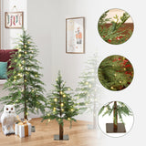 Pre-Lit Green Artificial Trees Christmas with Stand-Set of 3