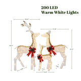 Christmas Lighted LED Deer Family Holiday Yard Decoration - Set of 3
