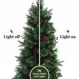 Pre-Lit Green Pine Christmas Tree with Potted,4Ft
