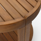Acacia Wood Outdoor Side Table with Tray Top and Shelf, 20.4''