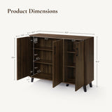 Leo Mid-Century Modern Dark Walnut Finish Wood Sideboard Cabinet, 45"W