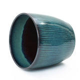 Forest Fade Ribbed Ceramic Planters Pots Glossy Green Gradient, 12"