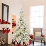 Pre-Lit Flocked Sweeping Christmas Branches Tree,7.5Ft