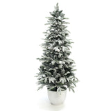 Pre-Lit Flocked Artificial Tree Christmas with Potted,5Ft