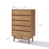 Eric oak finish 5-drawer dresser