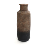 Brown ombre terracotta tall vase, 18.7" h