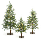 Pre-Lit Green Artificial Trees Christmas with Stand-Set of 3