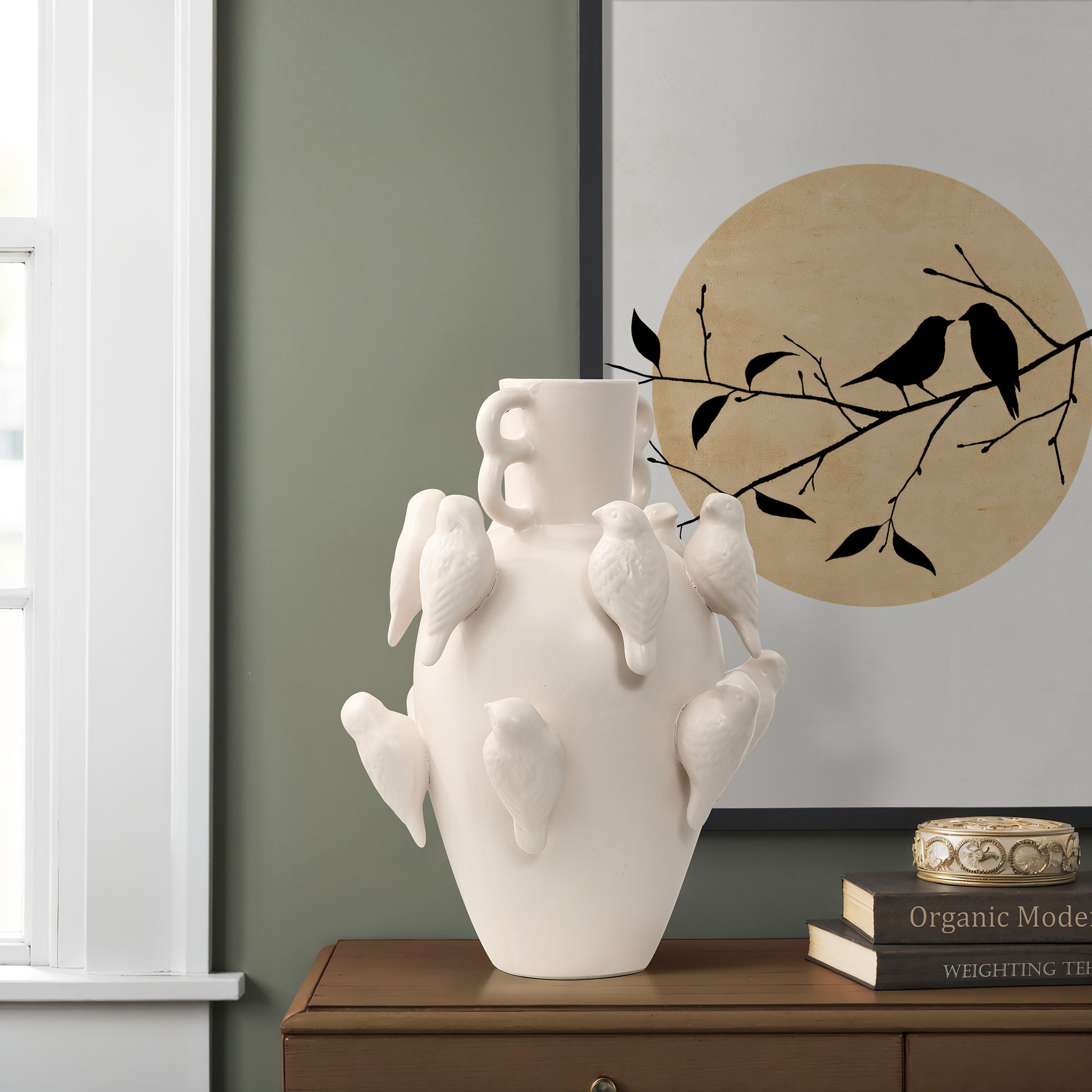 the-white-ceramic-vase-placed-in-the-living-room