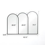 dimension for metal frame triple arch shape wall mirror, 42.13 inch width, 31.5 inch height, 0.59 inch depth