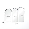 dimension for metal frame triple arch shape wall mirror, 42.13 inch width, 31.5 inch height, 0.59 inch depth