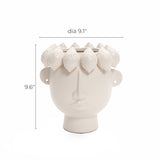 White ceramic bust head vase, 9.6" h