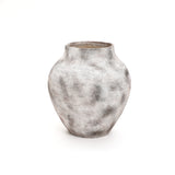 Marble White with Brown Stoneware Round Vase,12.2''