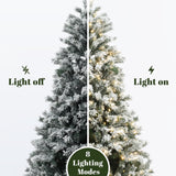 Pre-Lit Flocked Full Fir Artificial Christmas Tree, 6ft