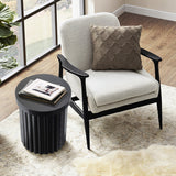 Bella Round Wood Fluted Side Table,Black 19.29''
