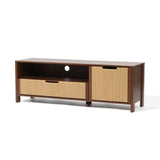 Mid-Century Wood TV Console Tables with Storage,Walnut 55''