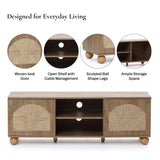 Boho TV Stand with Wood Ball Legs for TVs up to 60''