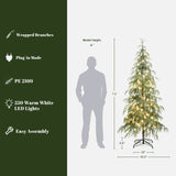 Pre-Lit Slim Artificial Cedar Christmas Tree, 7.5ft