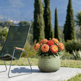 Green Large Round Planter with Floral Texture, Decorative Garden Plant Pot 16'' Dia