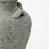 Rustic Antiqued Gray Round Terracotta Urn Vase,15''
