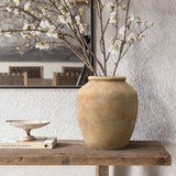 Rustic Golden Brown Round Terracotta Vase,10.2''