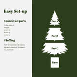 Show 4ft christmas tree assembly instructions: Base at the bottom, Part C, Part B, Part A on top. Fluffing tips are included a fuller.
