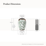 Round floral ceramic vase size: 9.84"h, 9.25 inner h, 4.45 and 3.54 top dia, 7.28 and 4.53 bottom dia.