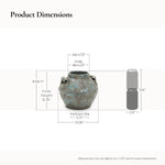 Handcrafted terracotta vase size: 8.66"H, 9.06"W, 5.31"bottom dia, 4.33"inner dia, 8.35"inner height.