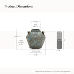 Ceramic terracotta vase size: 10.83" H, 6.5" bottom dia, 5.12" top dia, 4.72" inner opening.