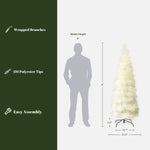 White artificial christmas tree with black base.  Standing 5.9 ft tall, 31.2 '' W, features 110 polyester tips for festive touch.