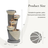 Cascading Lighted Water Fountain – Gray Bowls and Column Resin
