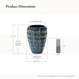 Tall Ceramic Planter Pot for Indoor Outdoor Plants with Drainage Hole, Blue 14''