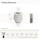 Multi-gray and white Terracotta Vase with handles, 11" h
