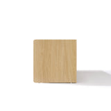 Rectangular TV console cabinet with a smooth, light oak finish, viewed from the side.