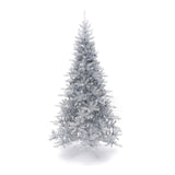 7.5 ft Silver Christmas Tree stands on a metal base against a white background.