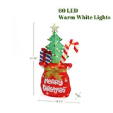 Outdoor christmas decor with lights, Santa’s Pack with "Merry Christmas," green tree, candy cane, presents,size: 41.34'' H x 14.17''W x 8.66'' D.
