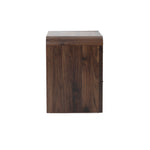 A square wooden side table with a dark brown finish, perfect as a walnut nightstand for  bedroom.