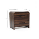 A walnut Wood Storage End Table features 2 drawers, rounded corners, a dark finish. measures 21.65 wide.