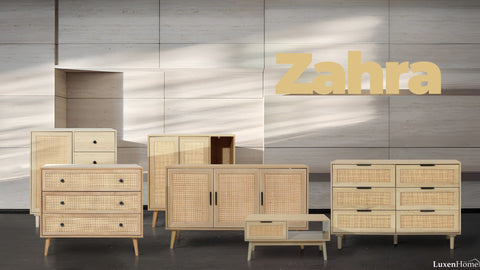 LuxenHome Zahra Rattan storage furniture collection