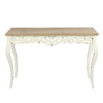 Victorian Off White and Natural Wood Console and Entry Table - LuxenHome