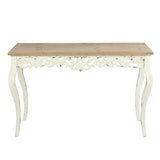 Victorian Off White and Natural Wood Console and Entry Table - LuxenHome