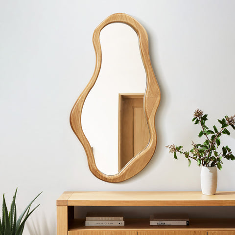 Flow Wood Frame Oval Wall Mirror