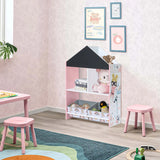 pink-and-white-bookcase-and-a-toy-house