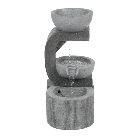 Gray Resin Raining Water Sculpture Outdoor Fountain with LED Lights