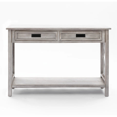 Gray Wood 2-Drawer 1-Shelf Console and Entry Table