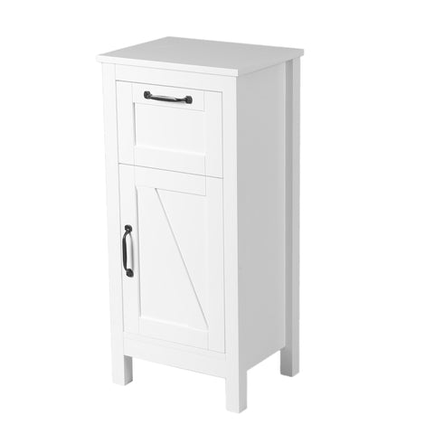 White MDF Wood 1-Door Bathroom Storage Cabinet