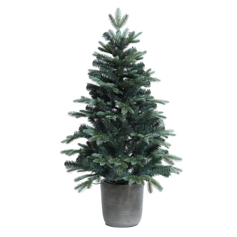 4Ft Pre-Lit Potted Green Artificial Christmas Tree
