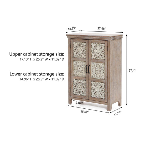 Abilene storage cabinet, tall, cream, weathered