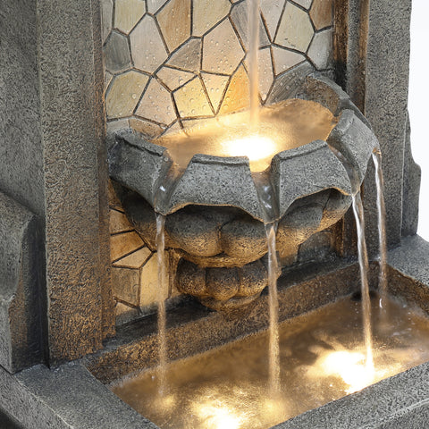 Classic Wall Freestanding Fountain with Lights