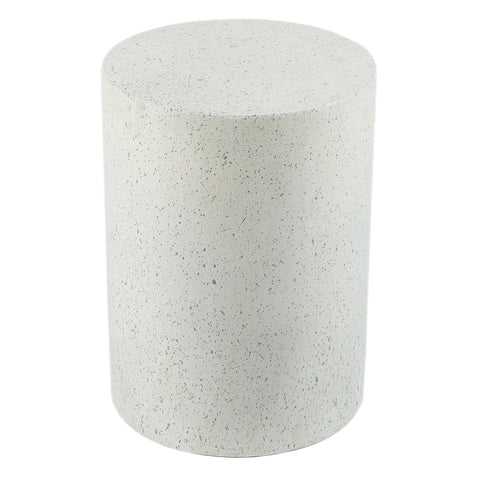White and Gray Cement Round Indoor Outdoor Side and End Table